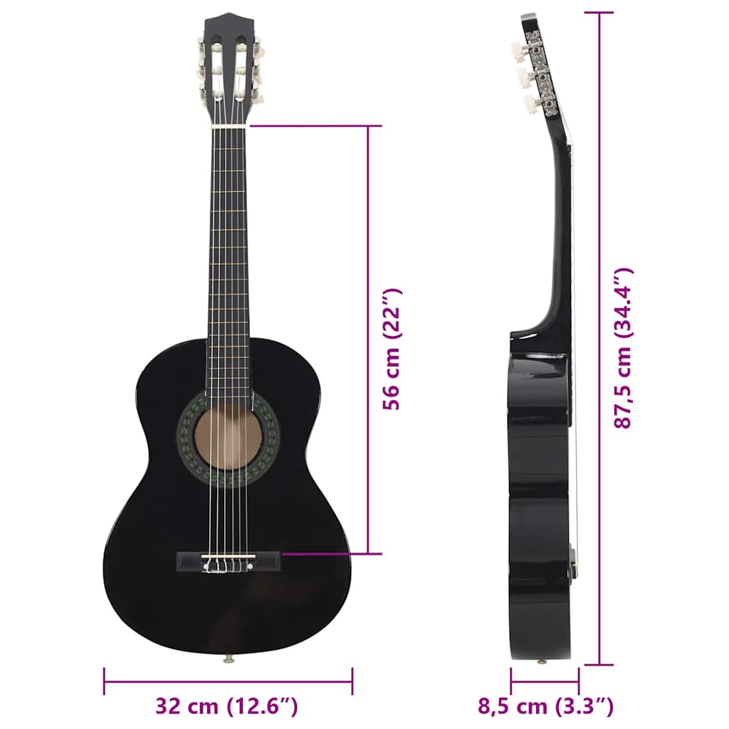 Klasična gitara za početnike i djecu crna 1/2 34"