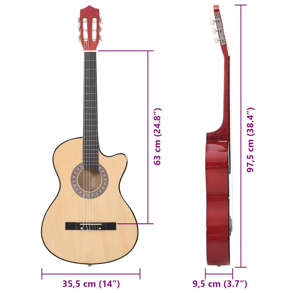 Akustična gitara Western s prorezom i 6 žica 38 " od drva lipe