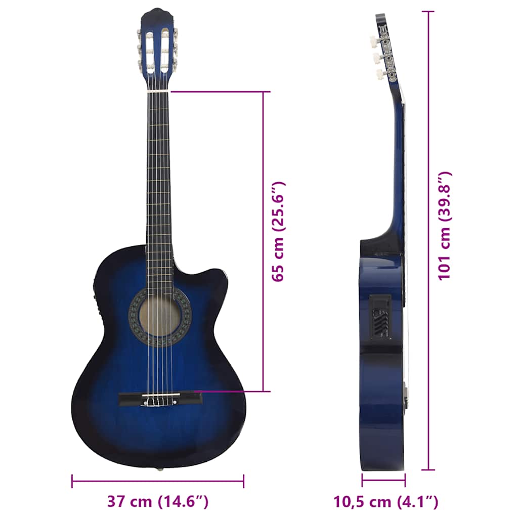 12-dijelni set gitare Western s ujednačivačem i 6 žica plavi