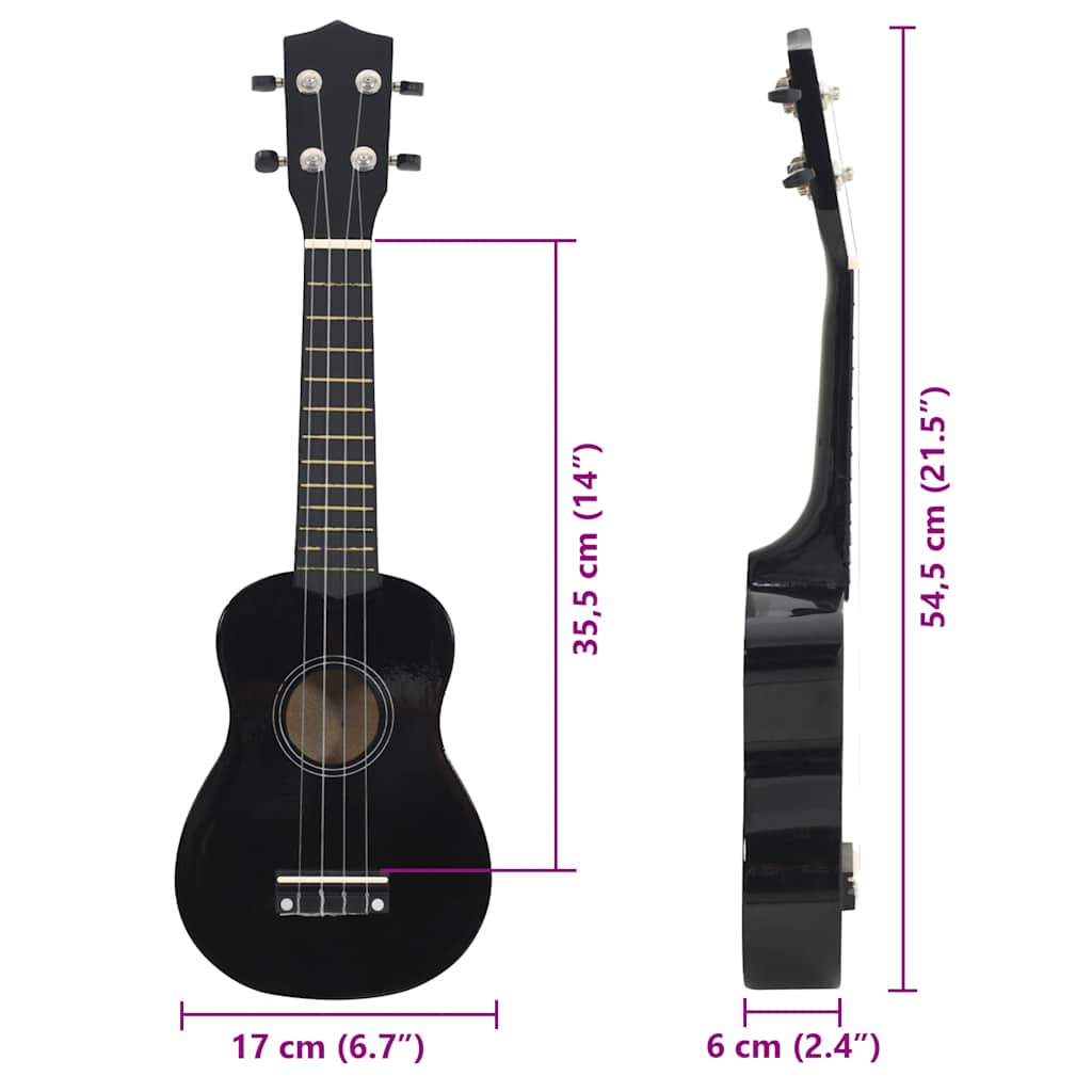 Set dječjeg ukulelea Soprano s torbom crni 21 "