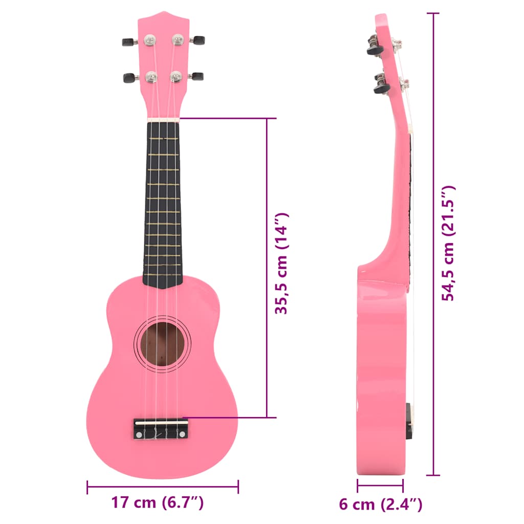 Set dječjeg ukulelea Soprano s torbom ružičasti 21 "