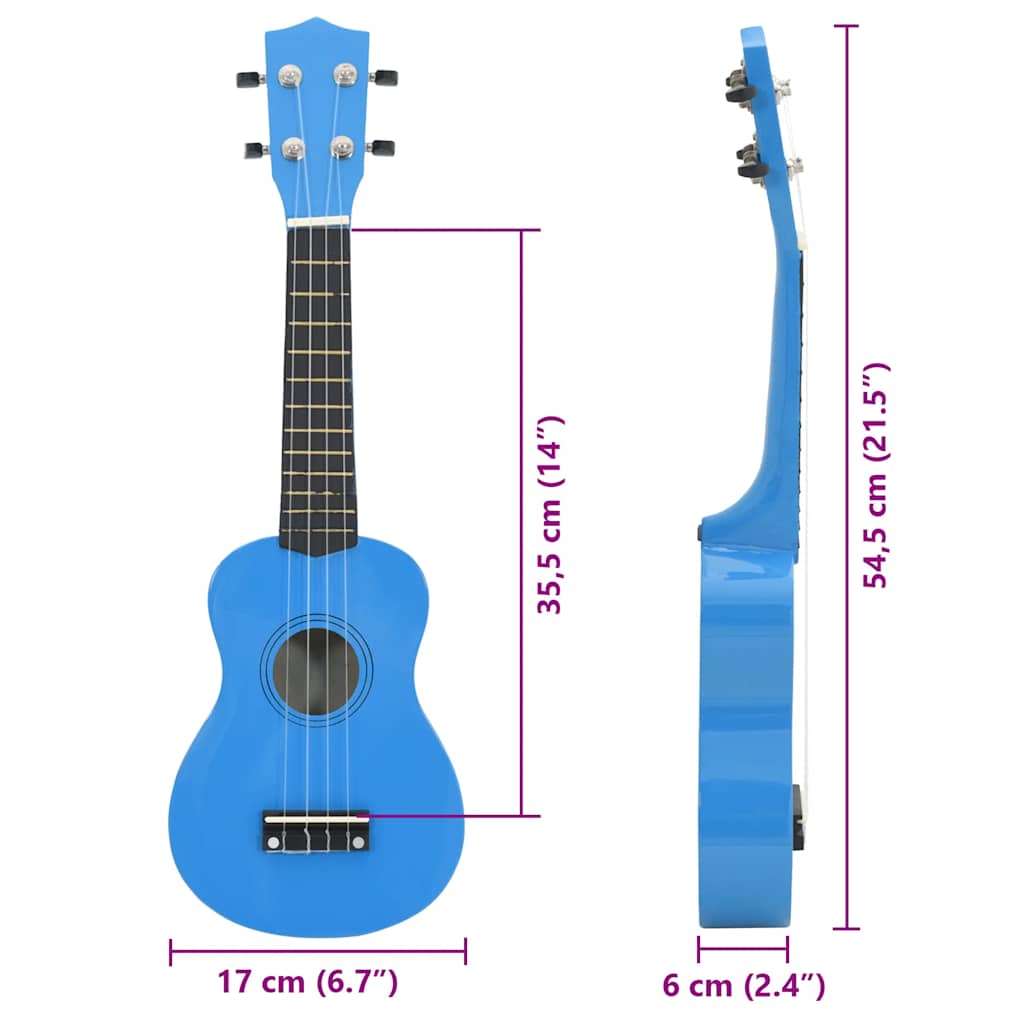 Set dječjeg ukulelea Soprano s torbom svjetloplavi 21 "