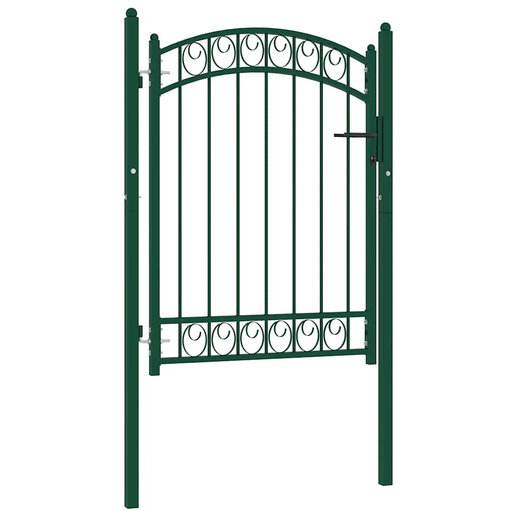 Vrata za ogradu EMMEN s lučnim vrhom čelik 100x98,5 cm zelena