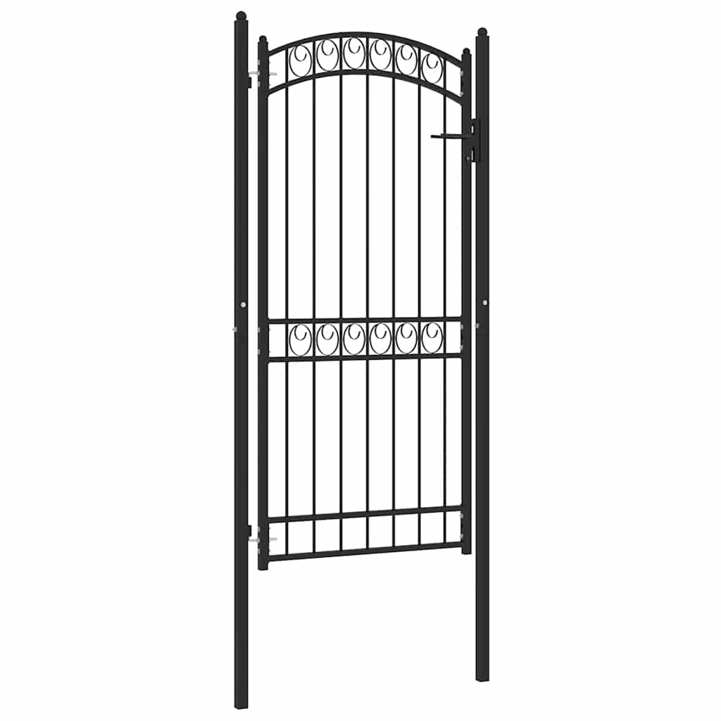 Vrata za ogradu EMMEN s lučnim vrhom čelik 100x136 cm crna