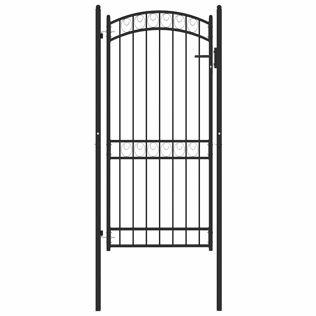 Vrata za ogradu EMMEN s lučnim vrhom čelik 100x136 cm crna