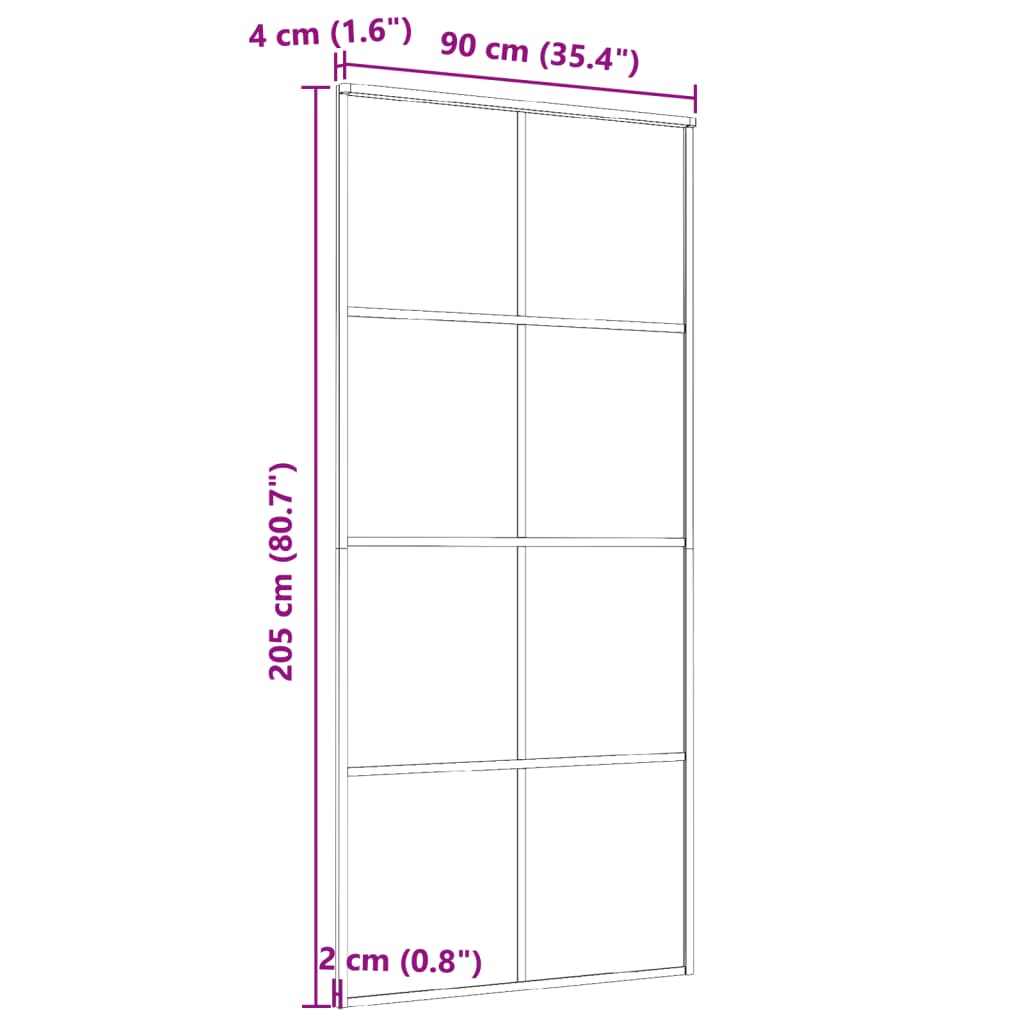 Klizna vrata od aluminija i stakla ESG 90 x 205 cm crna