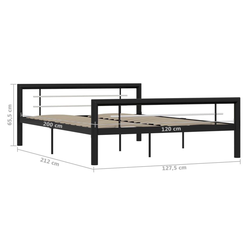 Okvir za krevet crno-bijeli metalni 120 x 200 cm