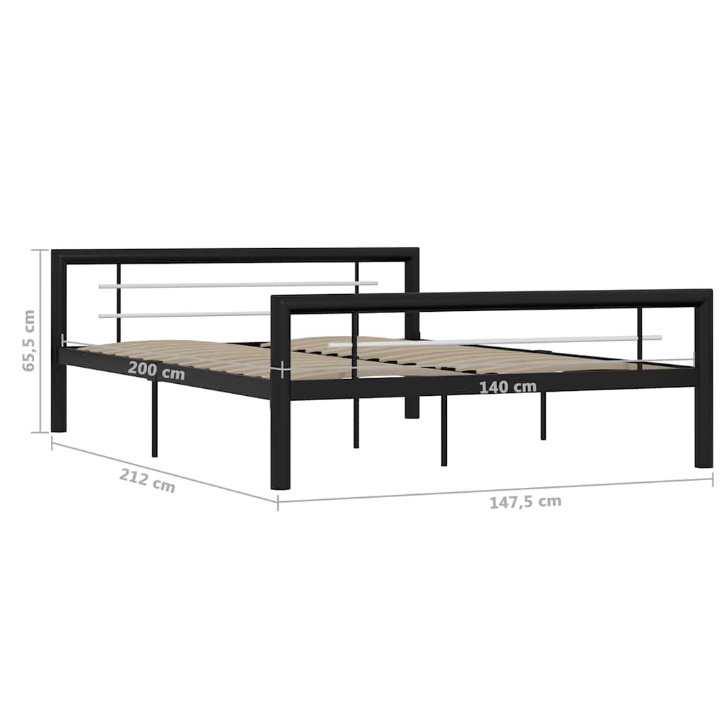 Okvir za krevet crno-bijeli metalni 140 x 200 cm