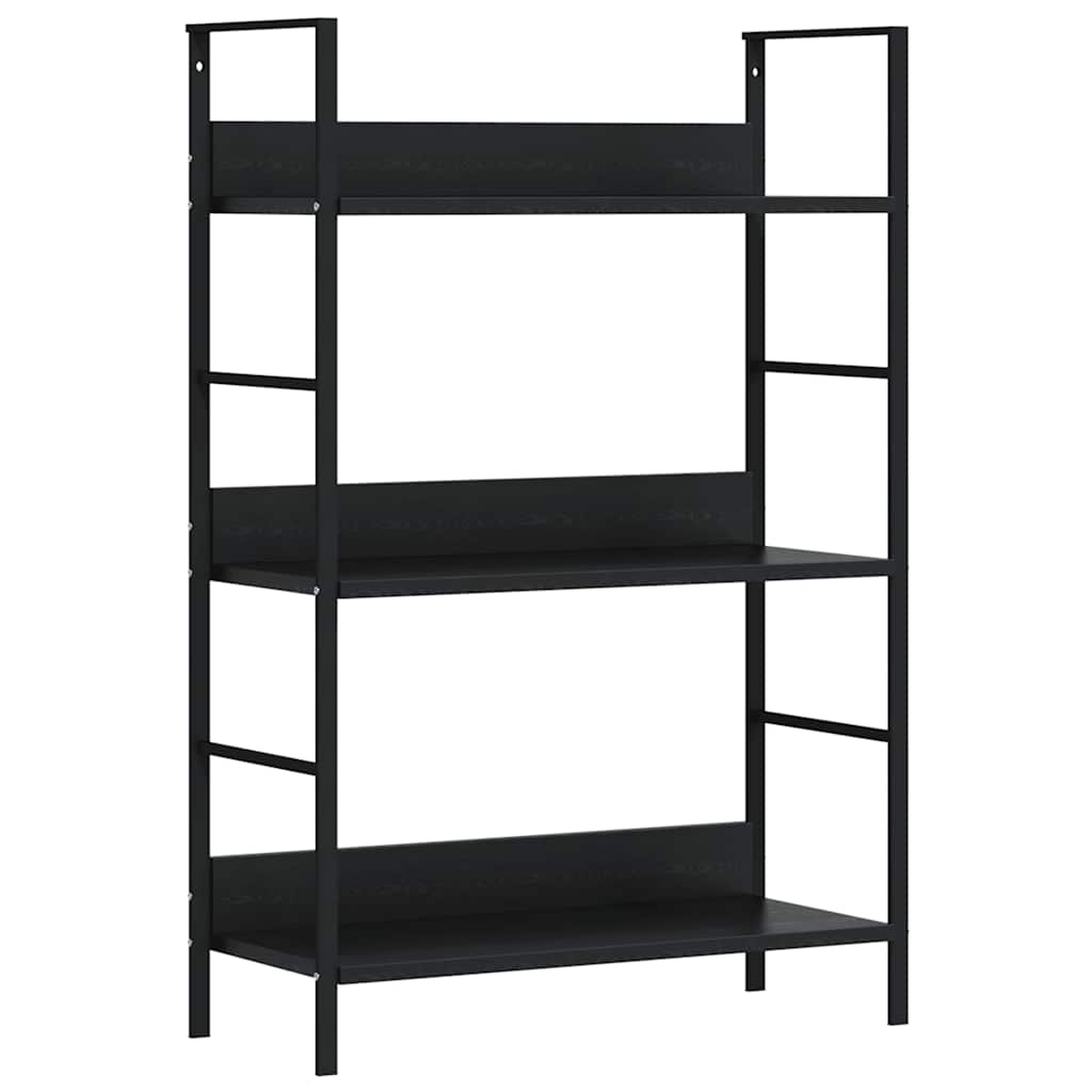 Police za knjige s 3 razine crne 60 x 27,6 x 90,5 cm drvene