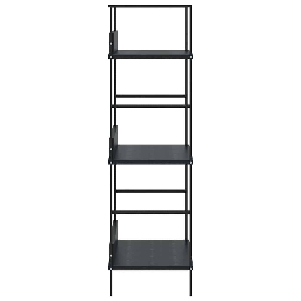 Police za knjige s 3 razine crne 60 x 27,6 x 90,5 cm drvene