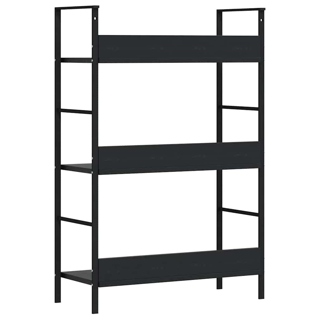 Police za knjige s 3 razine crne 60 x 27,6 x 90,5 cm drvene