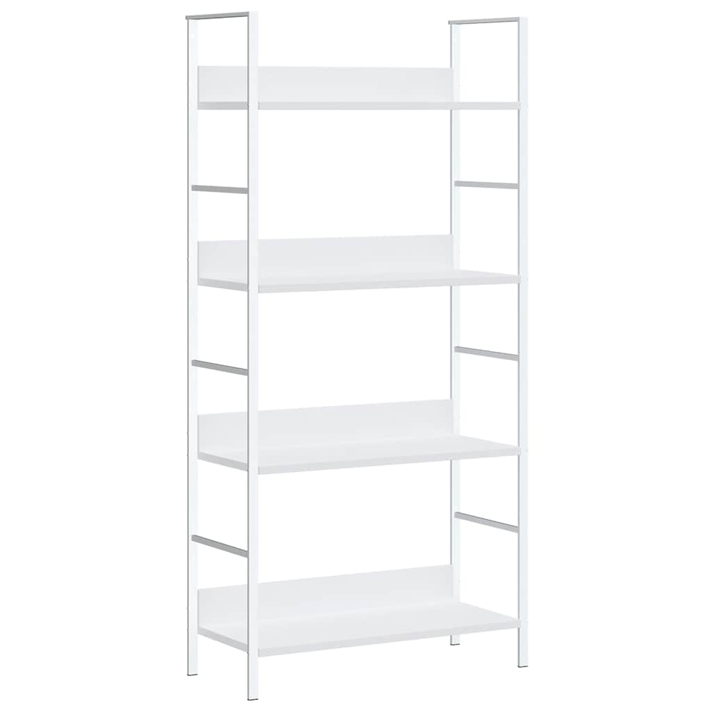 Police za knjige s 4 razine bijele 60 x 27,6 x 124,5 cm drvene