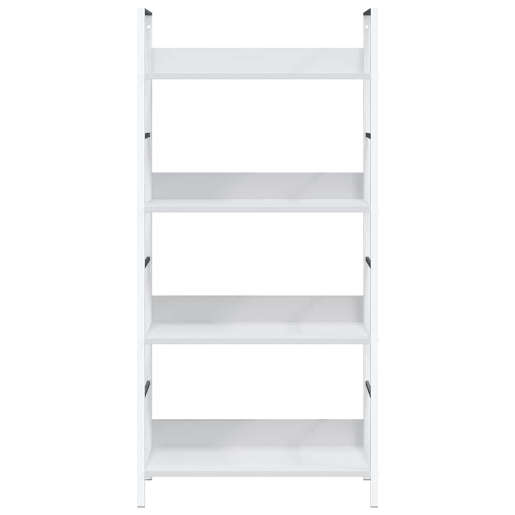 Police za knjige s 4 razine bijele 60 x 27,6 x 124,5 cm drvene