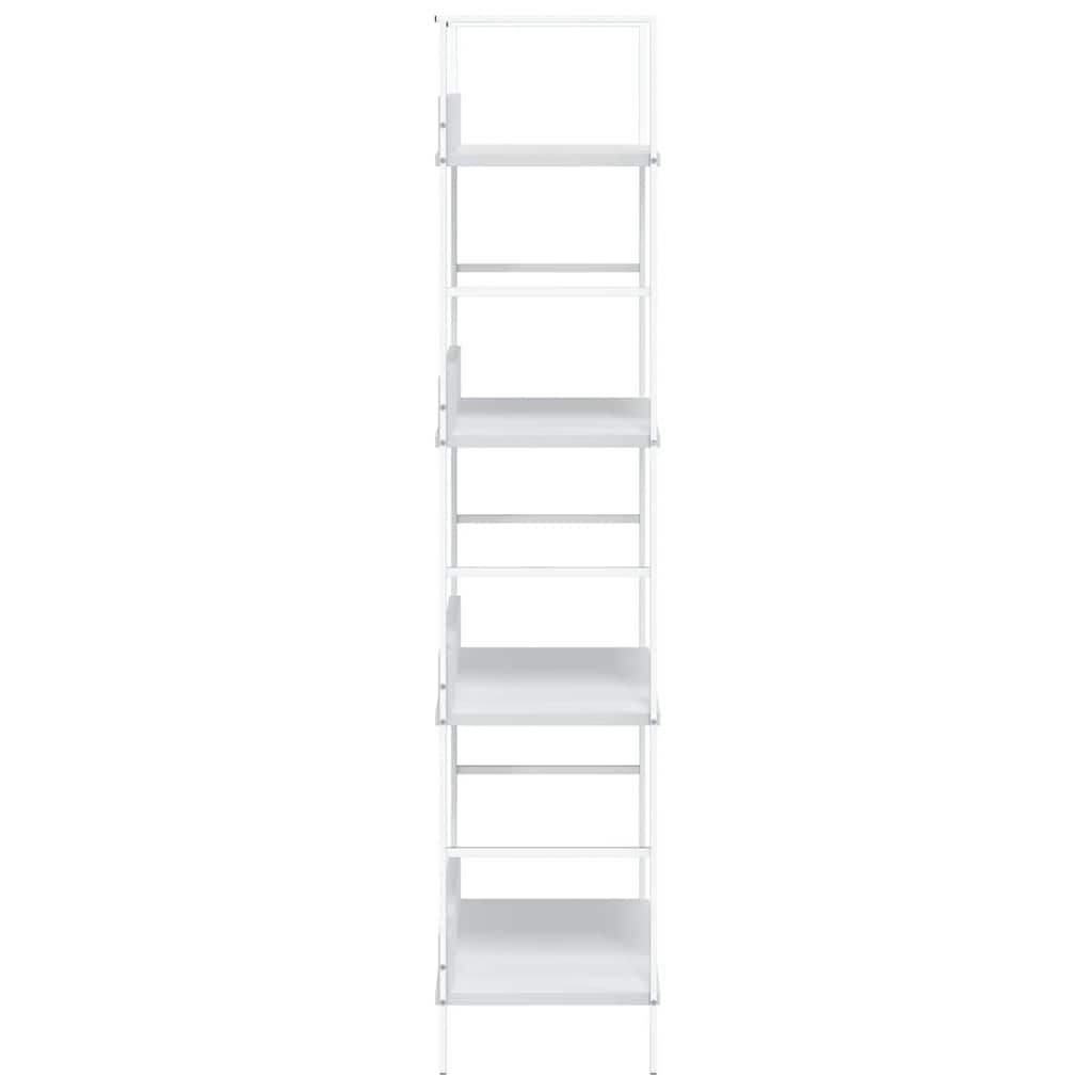 Police za knjige s 4 razine bijele 60 x 27,6 x 124,5 cm drvene