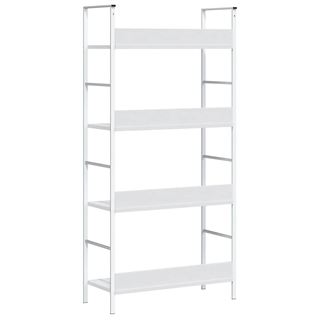 Police za knjige s 4 razine bijele 60 x 27,6 x 124,5 cm drvene