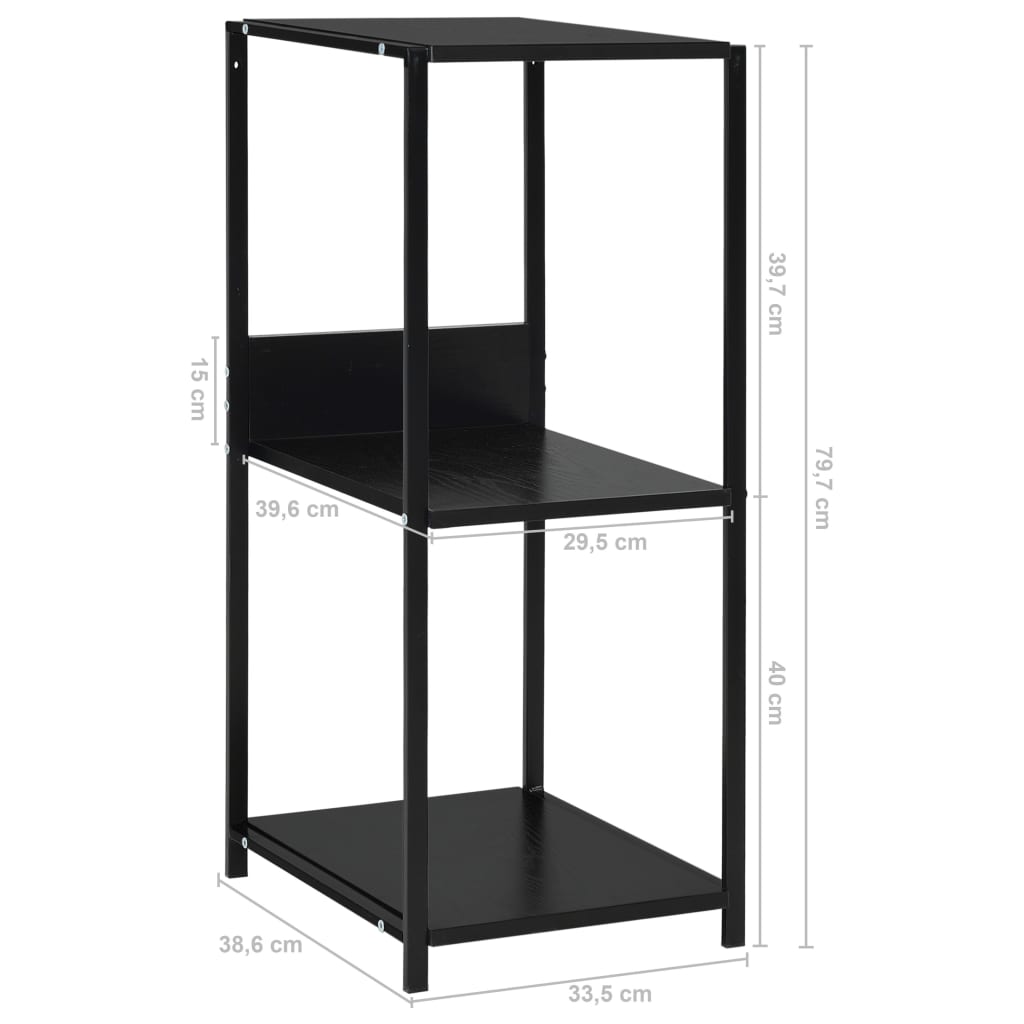 Male ravne police za knjige crne 33,5 x 39,6 x 79,7 cm drvene