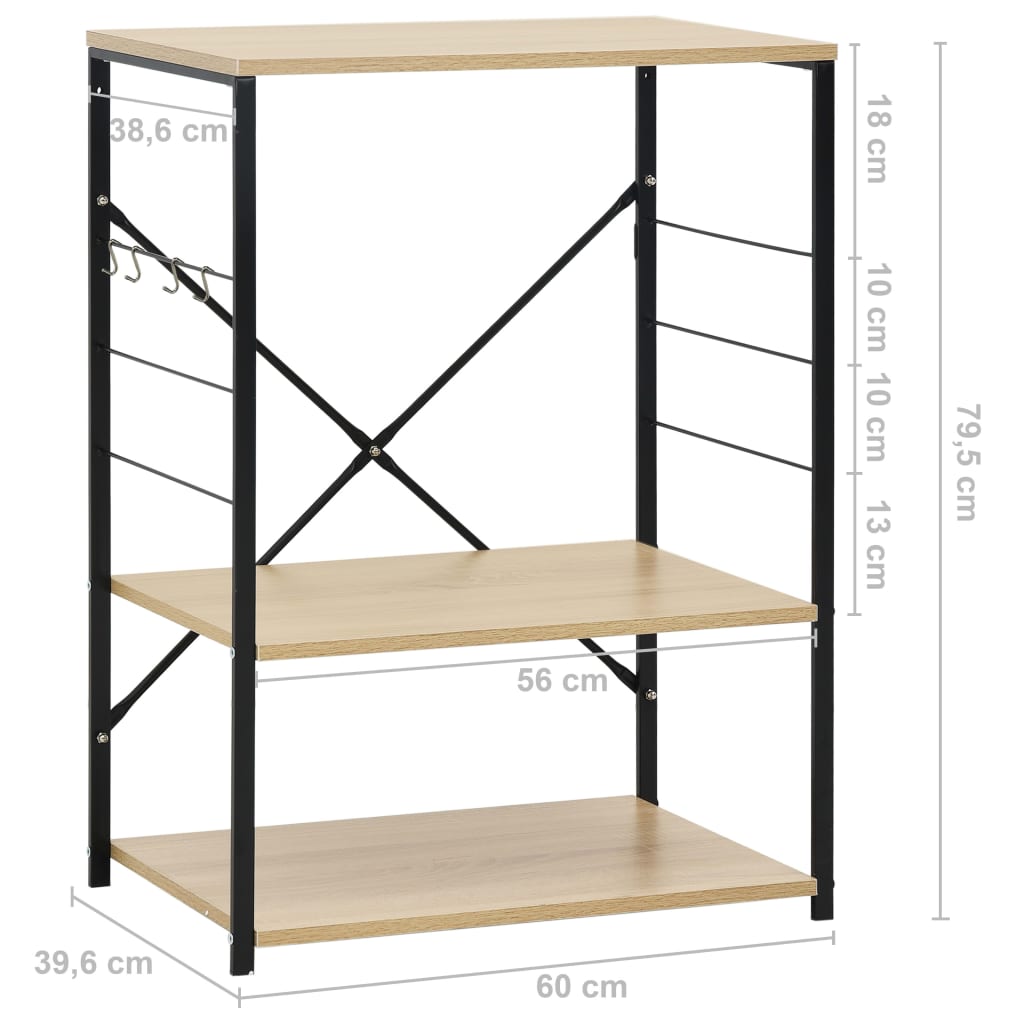 Ormarić za mikrovalnu crni i hrast 60 x 39,6 x 79,5 cm drveni