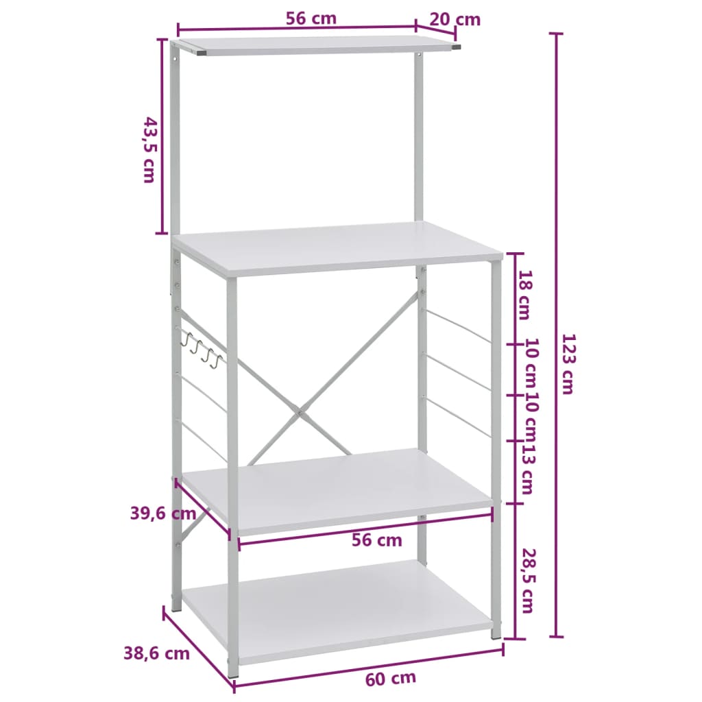 Ormarić za mikrovalnu pećnicu bijeli 60 x 39,6 x 123 cm drveni