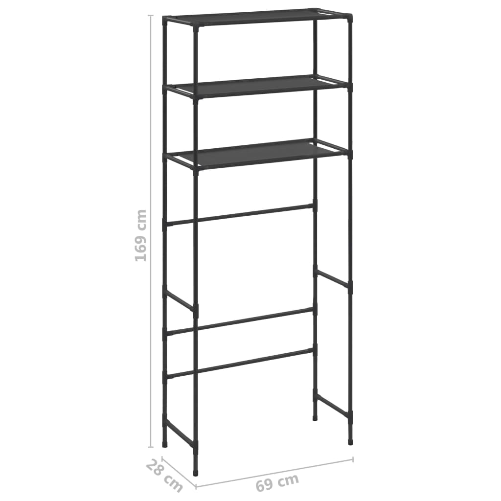 Stalak za pohranu iznad perilice 3 razine crni 69 x 28 x 169 cm