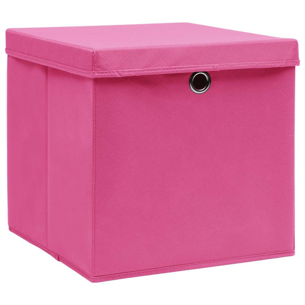 Kutije za pohranu s poklopcima 4 kom roze 32x32x32 cm tkanina