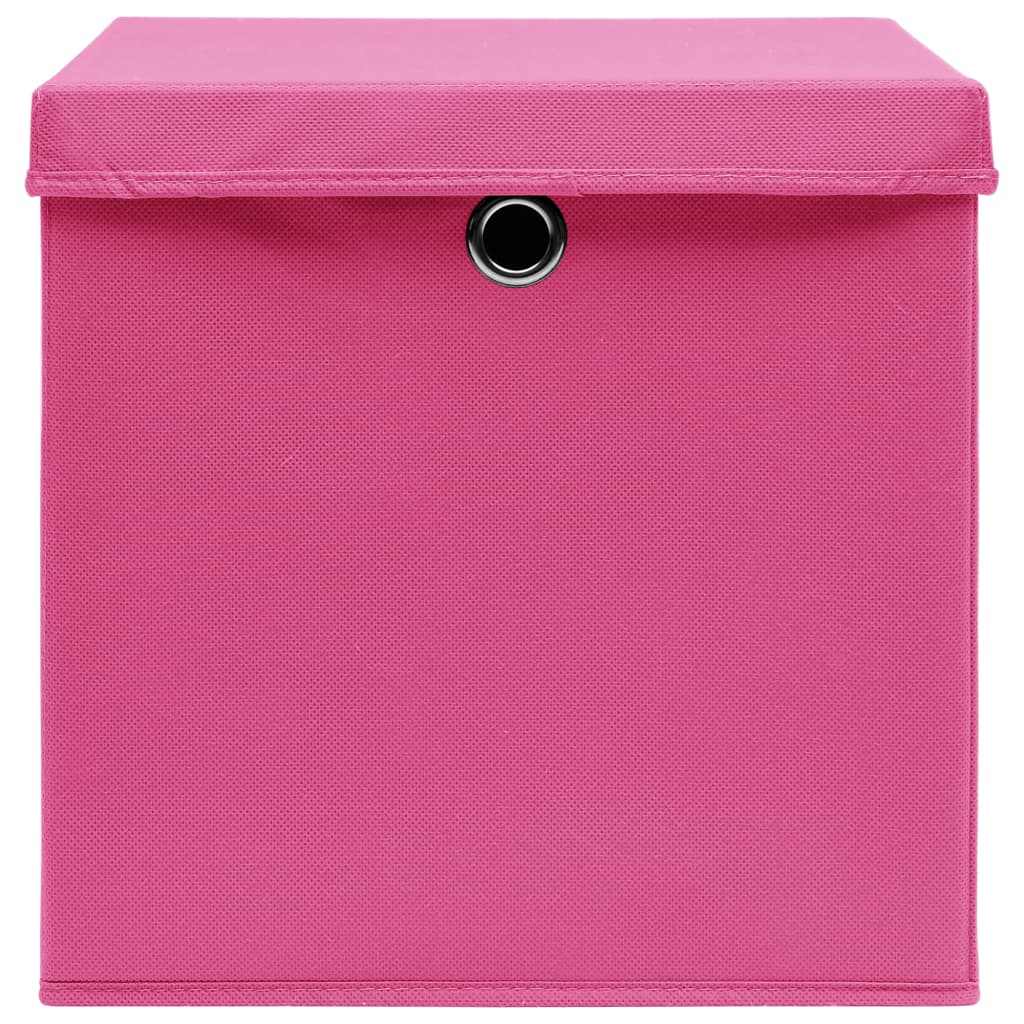 Kutije za pohranu s poklopcima 4 kom roze 32x32x32 cm tkanina