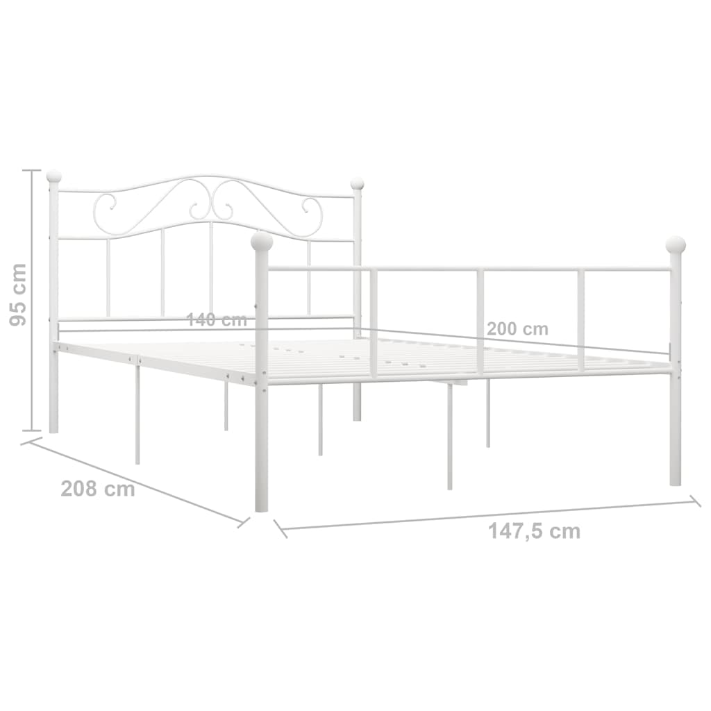 Okvir za krevet bijeli metalni 140 x 200 cm