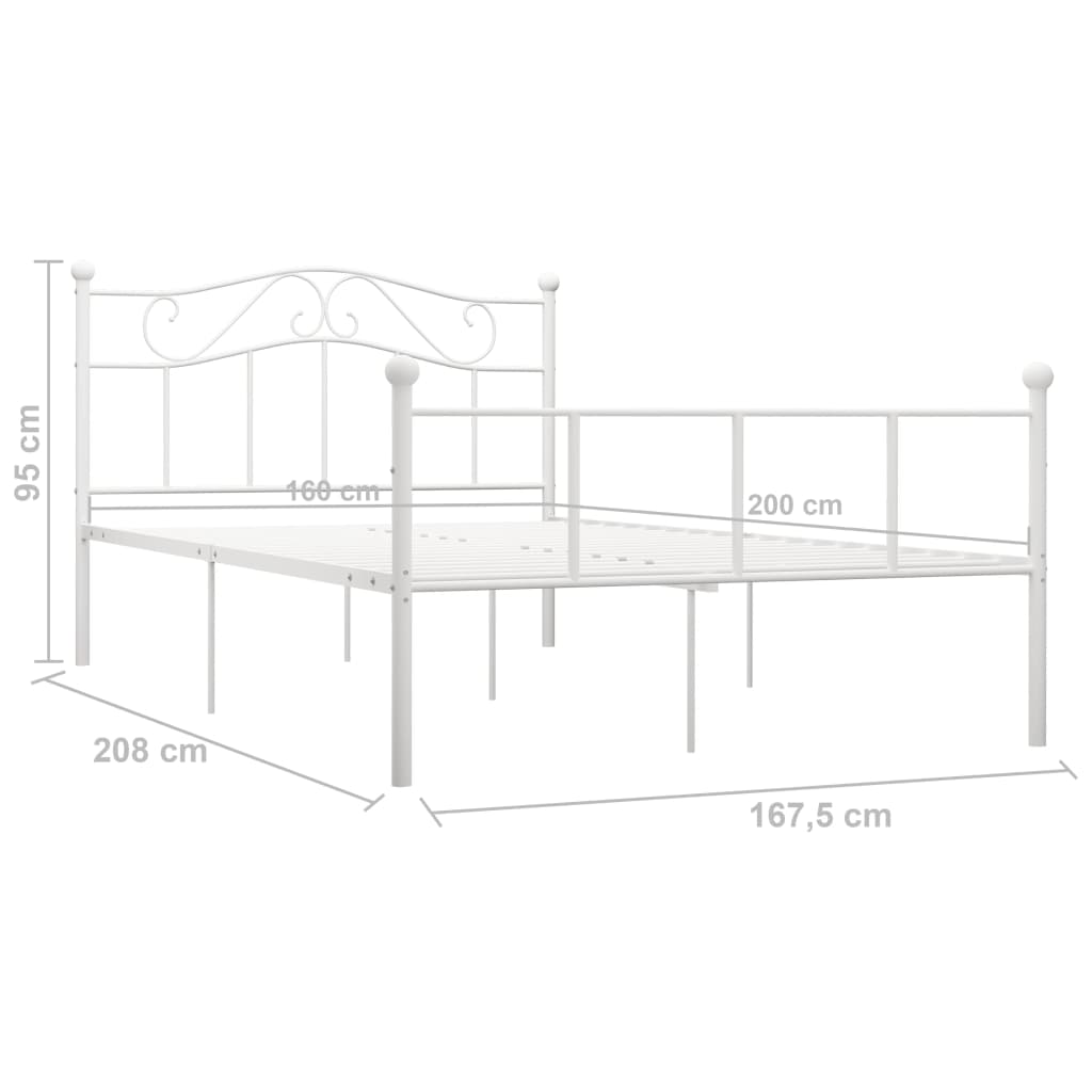 Okvir za krevet bijeli metalni 160 x 200 cm