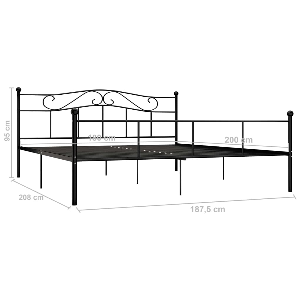 Okvir za krevet crni metalni 180 x 200 cm