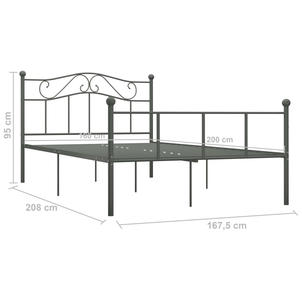 Okvir za krevet sivi metalni 160 x 200 cm