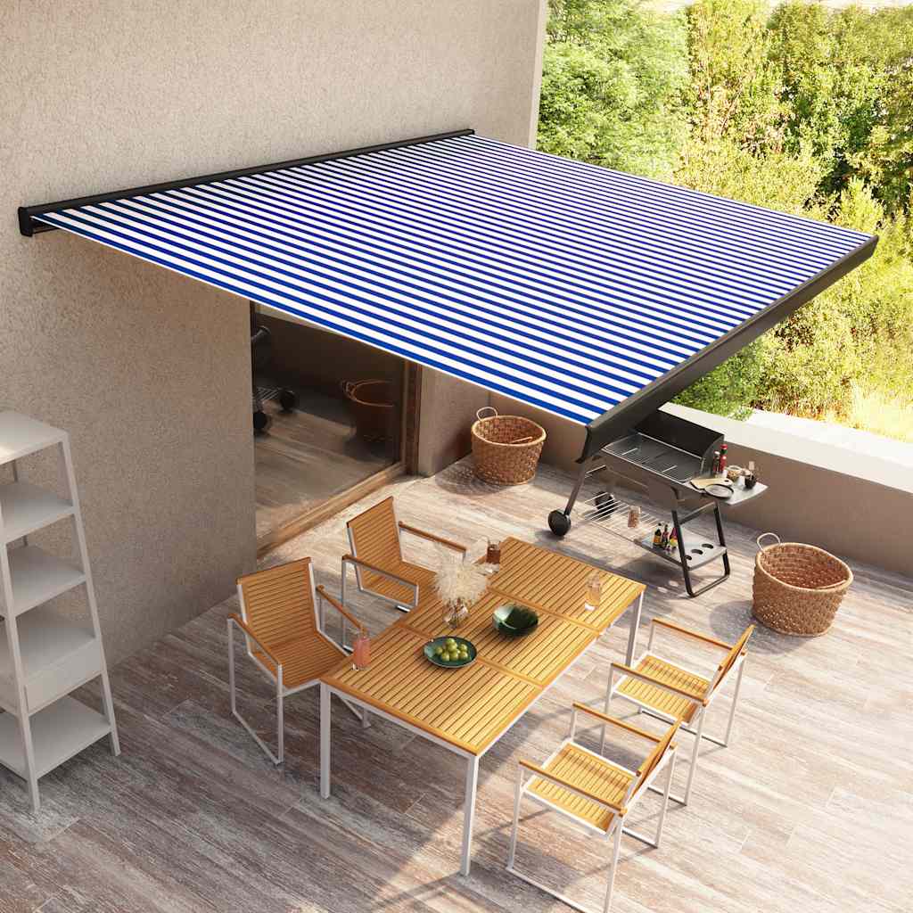 Motorizirana kazetna tenda 400 x 300 cm plavo-bijela