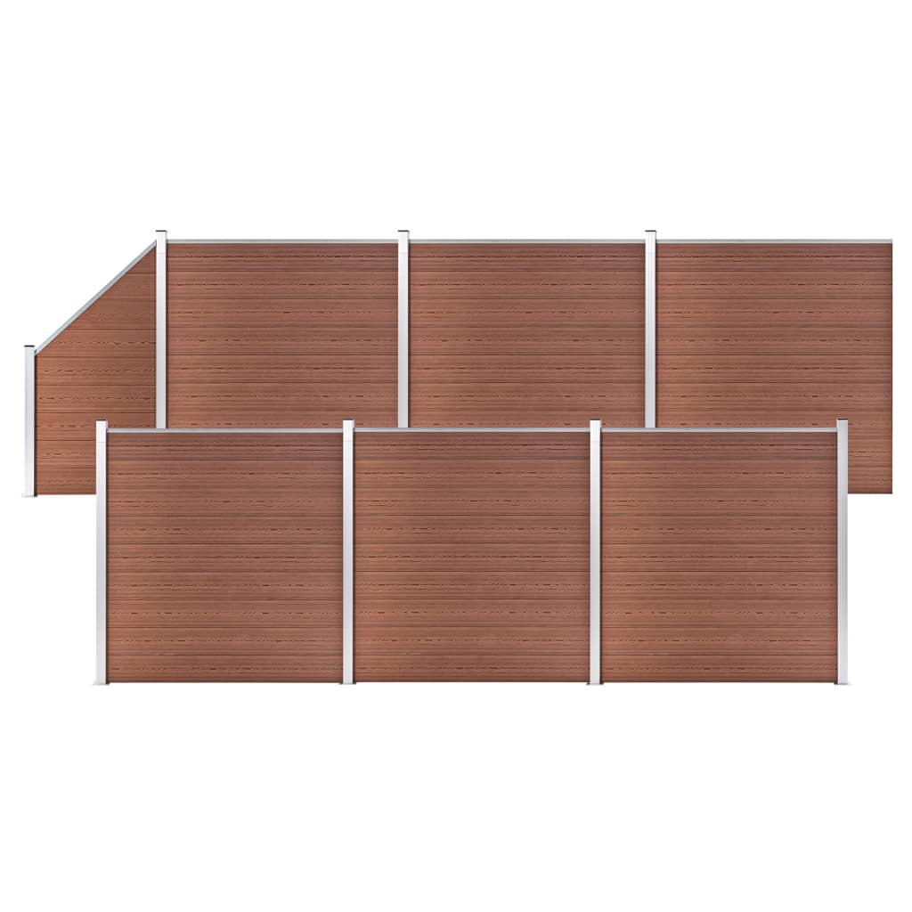Set WPC ograda 6 kvadratnih + 1 kosa 1138 x 186 cm smeđi