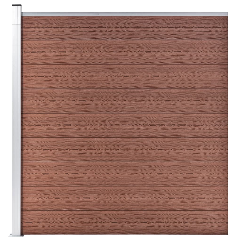 Set WPC ograda 6 kvadratnih + 1 kosa 1138 x 186 cm smeđi