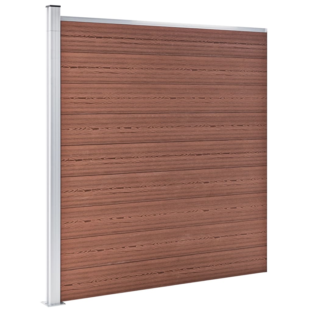 Set WPC ograda 6 kvadratnih + 1 kosa 1138 x 186 cm smeđi