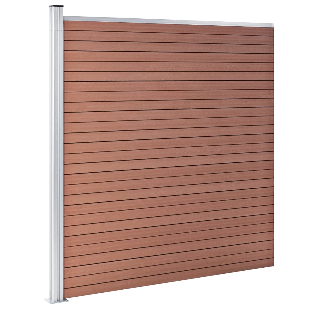 Set WPC ograda 6 kvadratnih + 1 kosa 1138 x 186 cm smeđi