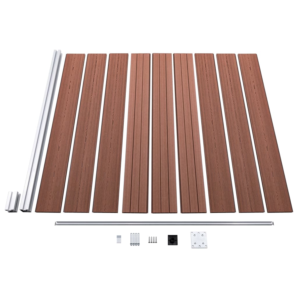 Set WPC ograda 6 kvadratnih + 1 kosa 1138 x 186 cm smeđi
