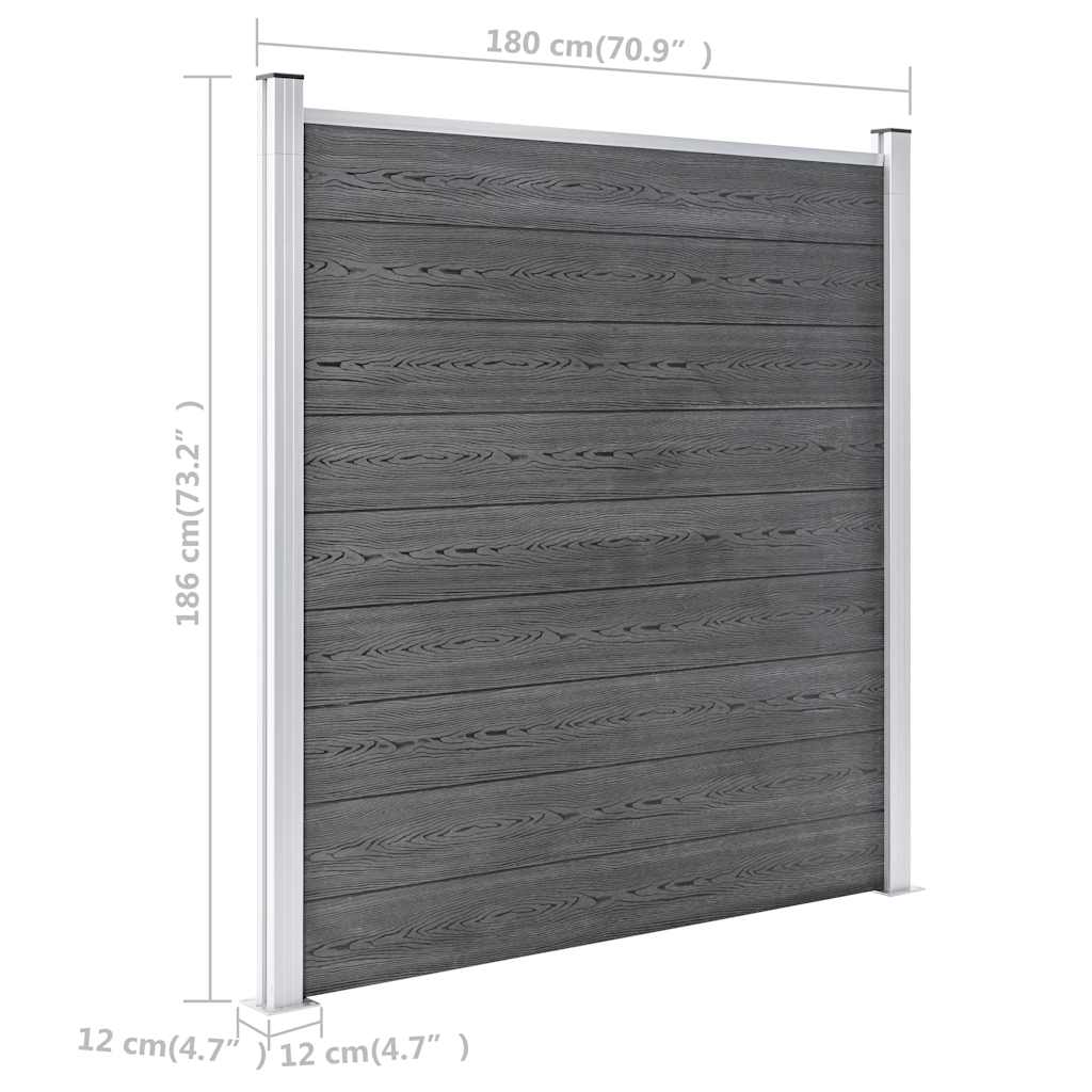 Vrtna ograda od WPC-a 1218 x 186 cm siva