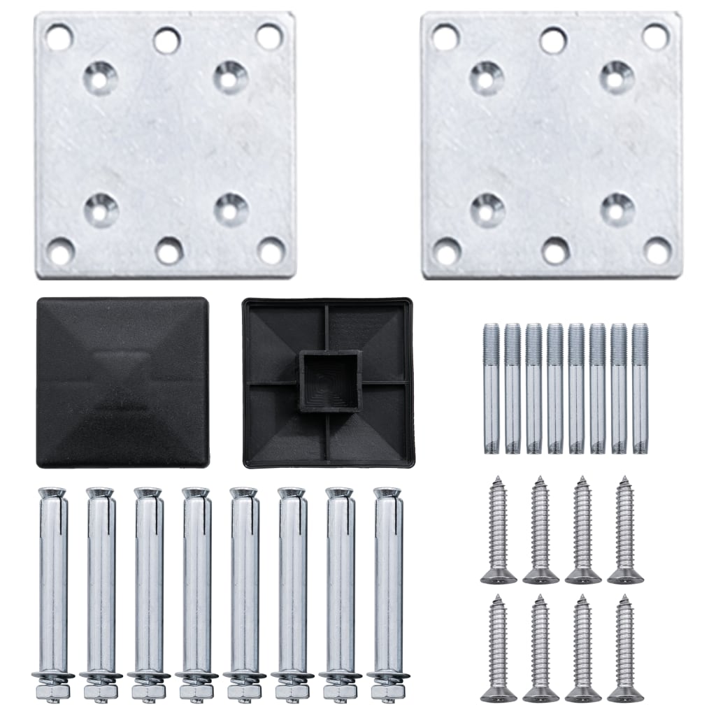 Set WPC ograda 2 kvadratne + 1 kosa 446 x 186 cm sivi