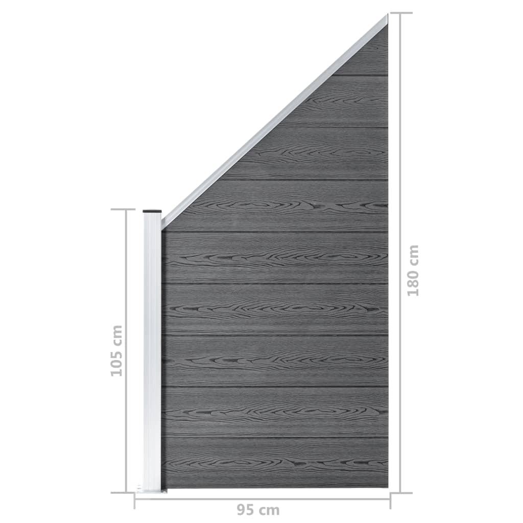 Set WPC ograda 2 kvadratne + 1 kosa 446 x 186 cm sivi