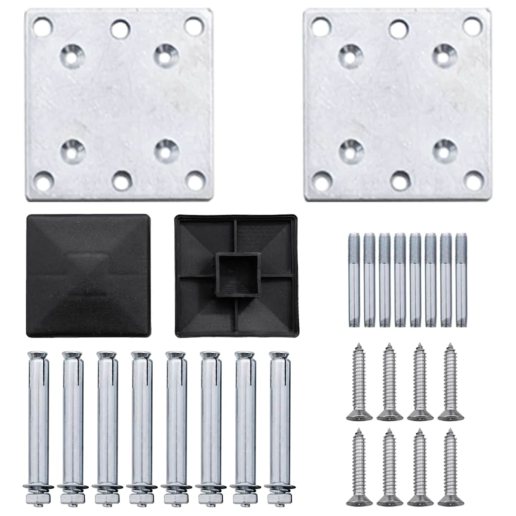 Set ograda pd WPC-a 3 kvadratne + 1 kosa 619 x 186 cm sivi