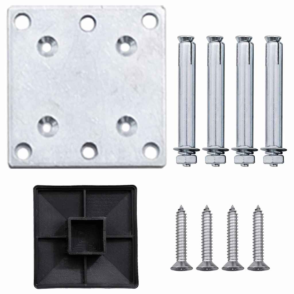 Set ograda pd WPC-a 3 kvadratne + 1 kosa 619 x 186 cm sivi