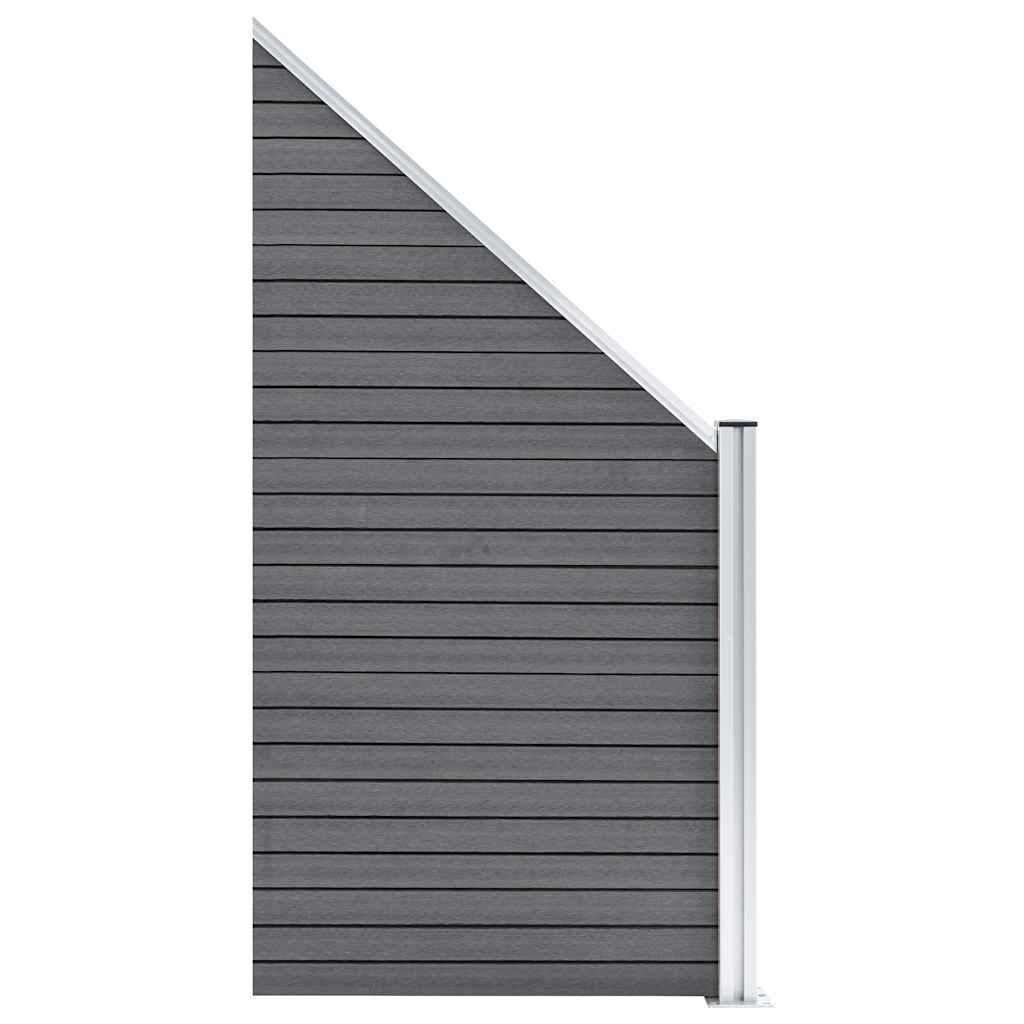 Set ograda pd WPC-a 3 kvadratne + 1 kosa 619 x 186 cm sivi