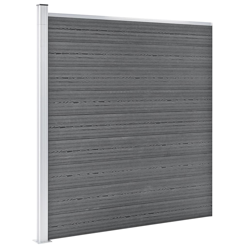 Set WPC ograda 6 kvadratnih + 1 kosa 1138 x 186 cm sivi