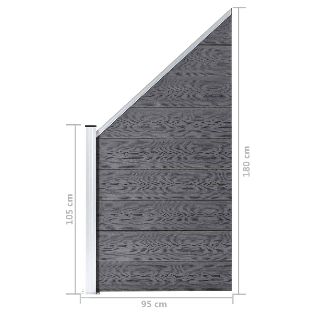 Set WPC ograda 6 kvadratnih + 1 kosa 1138 x 186 cm sivi