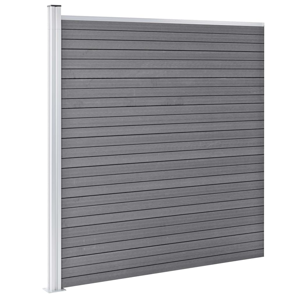 Set WPC ograda 10 kvadratnih + 1 kosa 1830 x 186 cm sivi