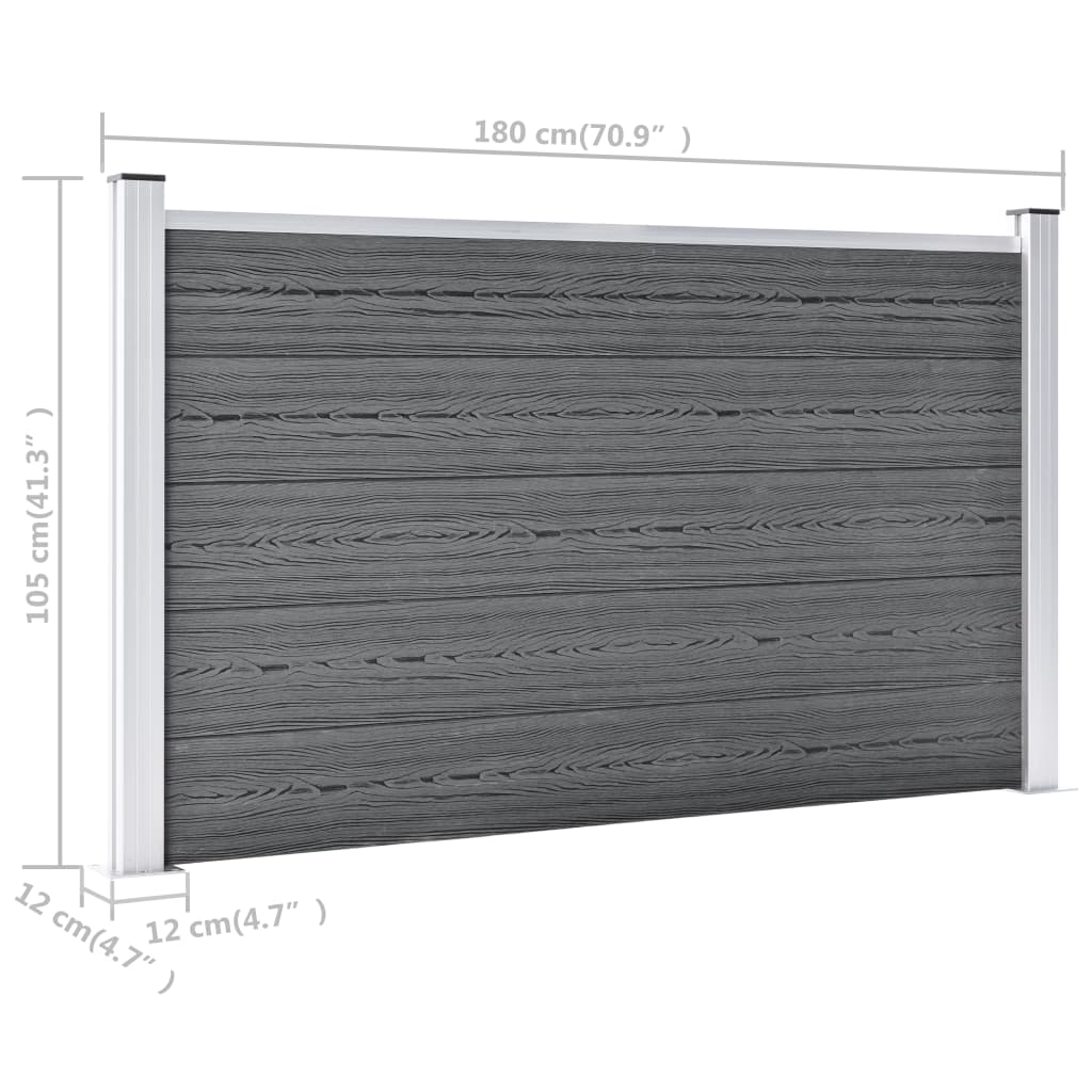 Vrtna ograda od WPC-a 872 x 106 cm siva