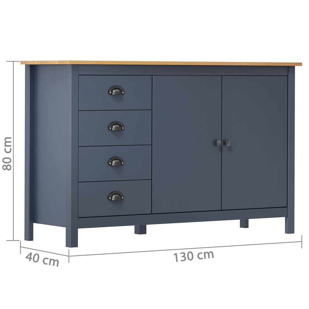 Komoda Hill siva 130 x 40 x 80 cm od masivne borovine