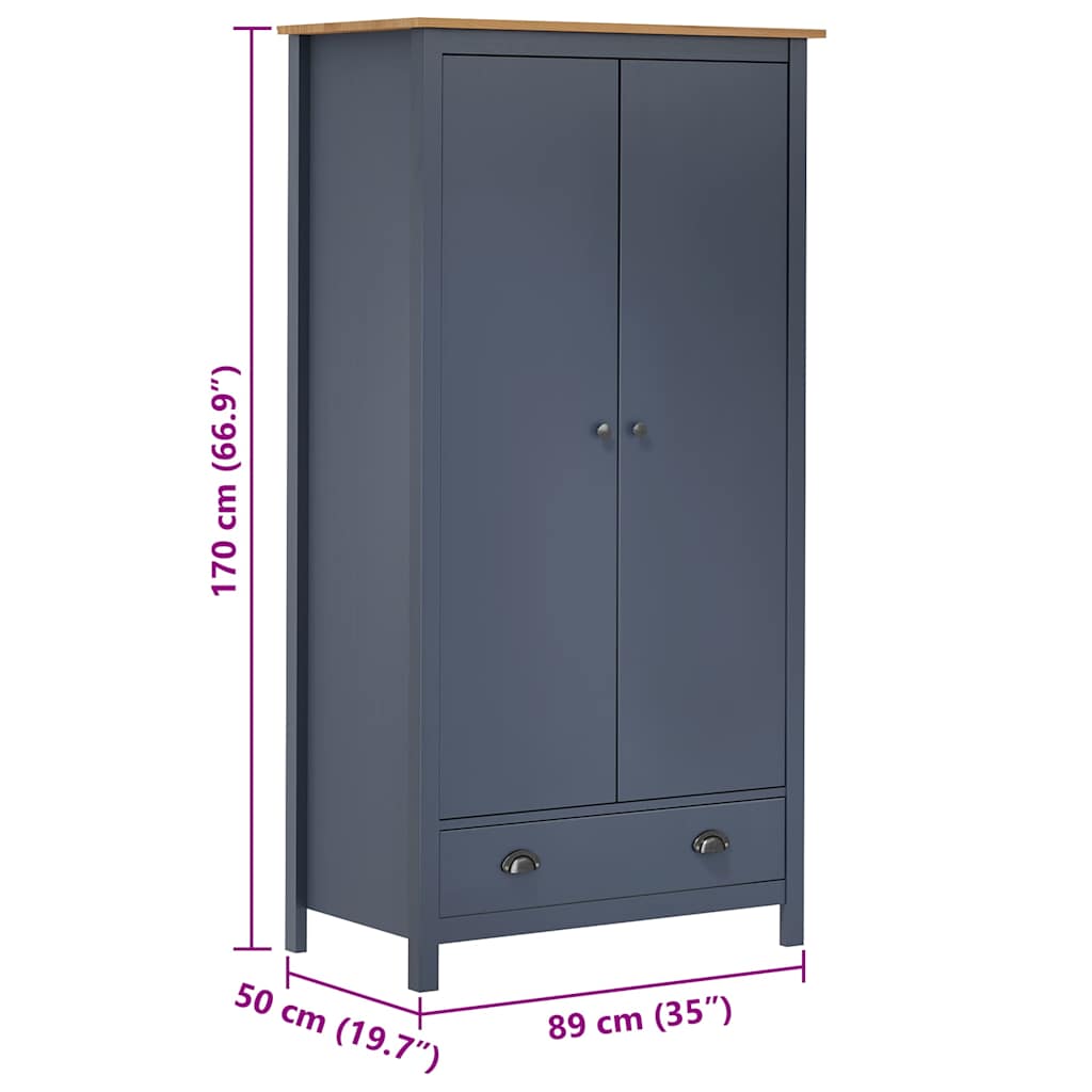 Dvokrilni ormar Hill sivi 89 x 50 x 170 cm od masivne borovine
