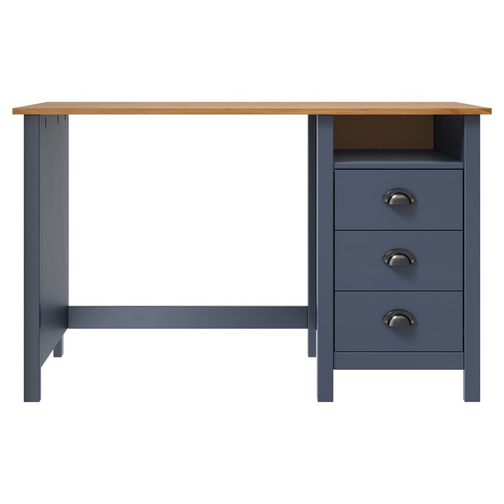 Radni stol Hill s 3 ladice sivi 120x50x74 cm masivna borovina