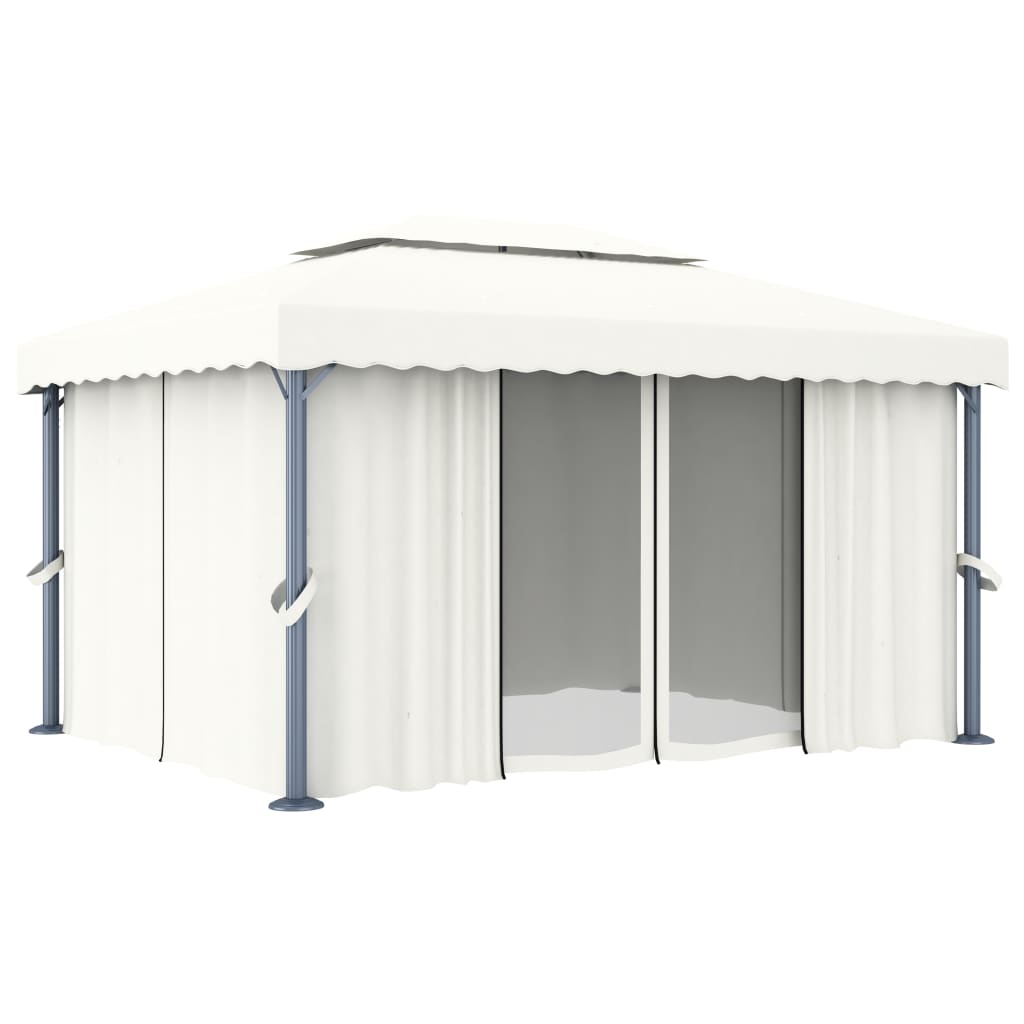 Sjenica sa zastorom 4 x 3 m krem bijela aluminijska