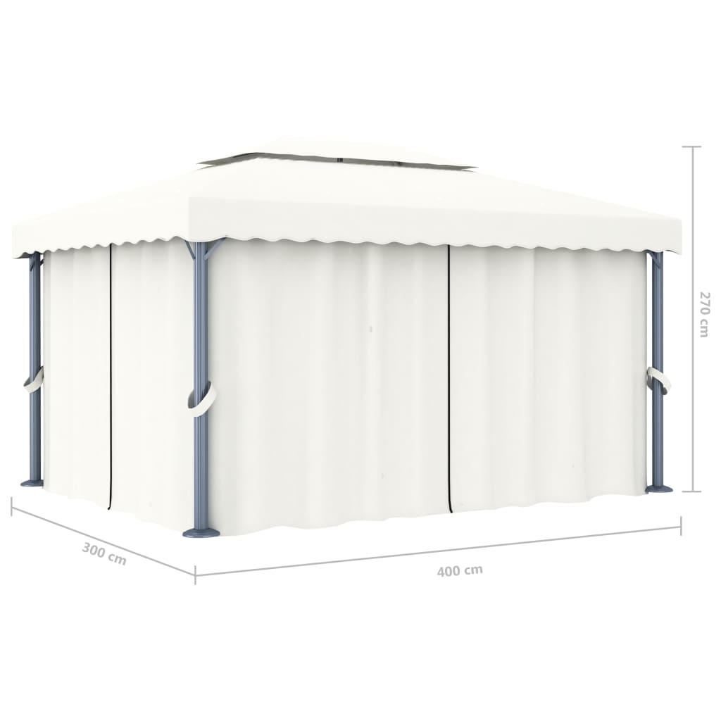 Sjenica sa zastorom 4 x 3 m krem bijela aluminijska